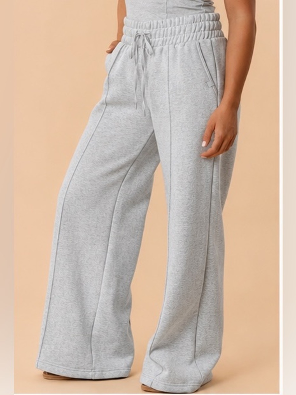 NWT Sz XS Blogilates Travel Trouser High-Rise Wide Leg Sweatpants Heather Grey